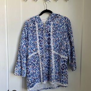 Onque Woman Blue and White Patterned Jacket